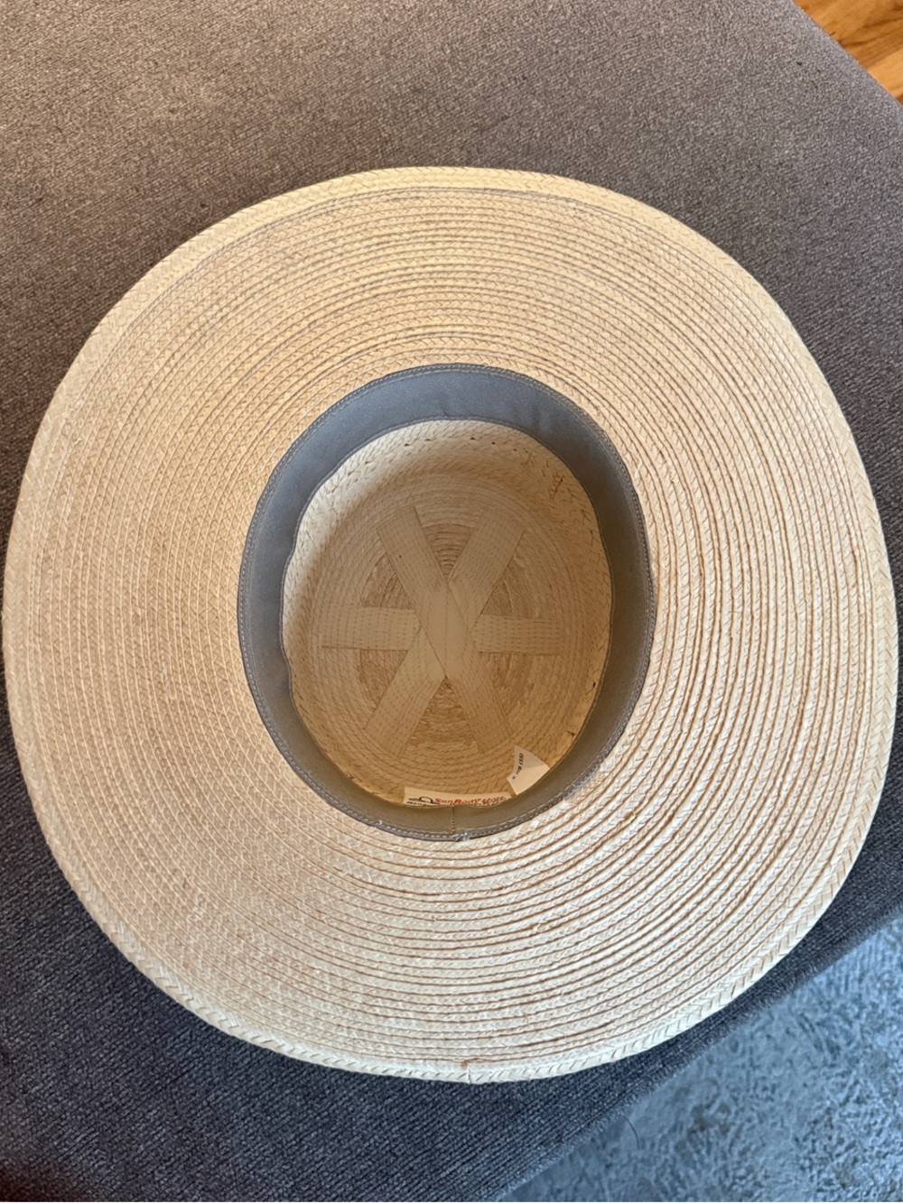SunBody Hats Houston TX Wide-Brim Straw Hat in Natural with Patterned Band - Picture 3 of 4